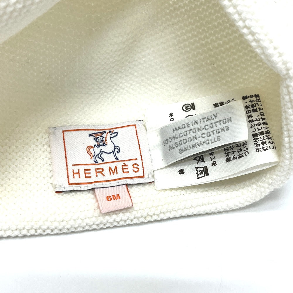 HERMES Cabriole Horse Embroidery baby hat baby Knit hat cotton White Used