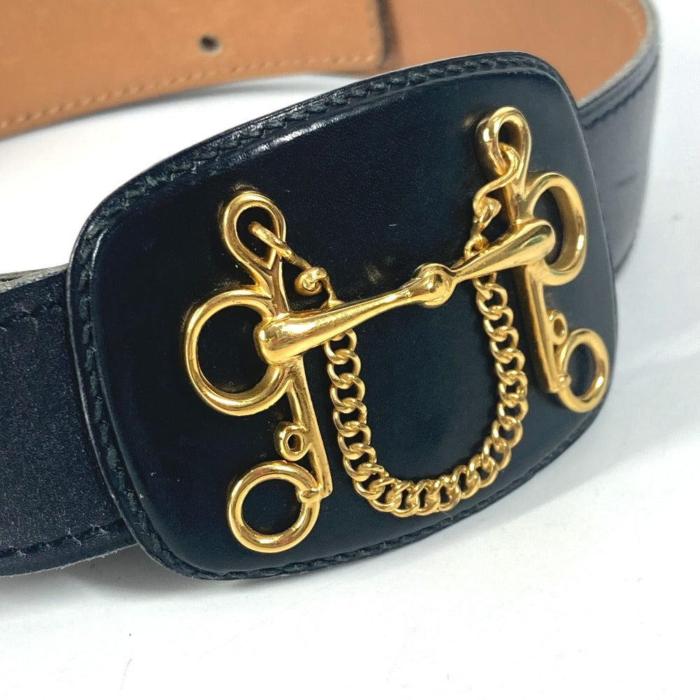 HERMES ヴィンテージ バックル ズボン用ベルト ベルト レザー レディース ブラック