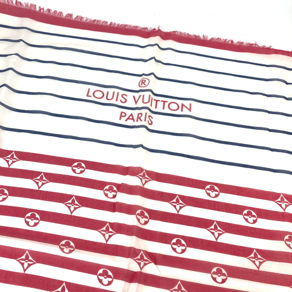 LOUIS VUITTON M76193 LVエスカル エトール・パレオ サマー ストライプ 横長 大判 ストール コットン レディース ホワイト×レッド