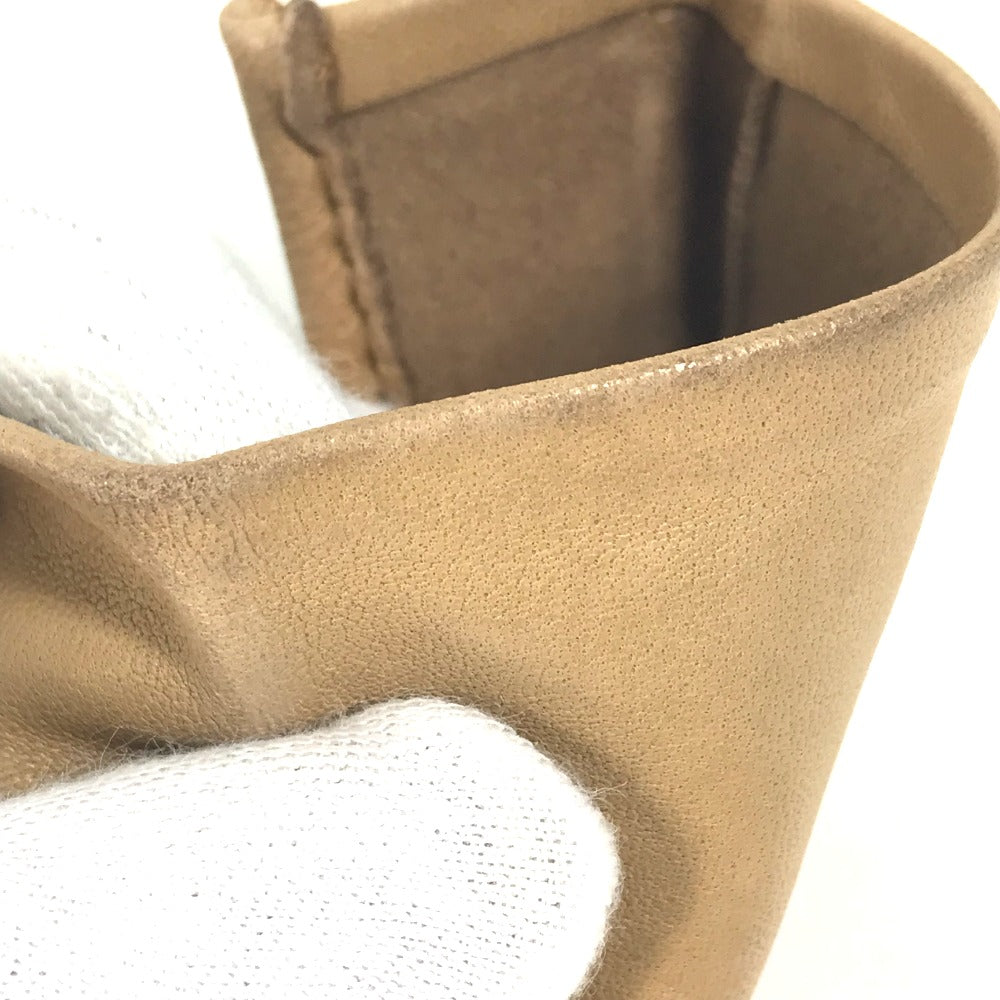 HERMES パンチングロゴ グローブ 手袋 レザー レディース ベージュ
