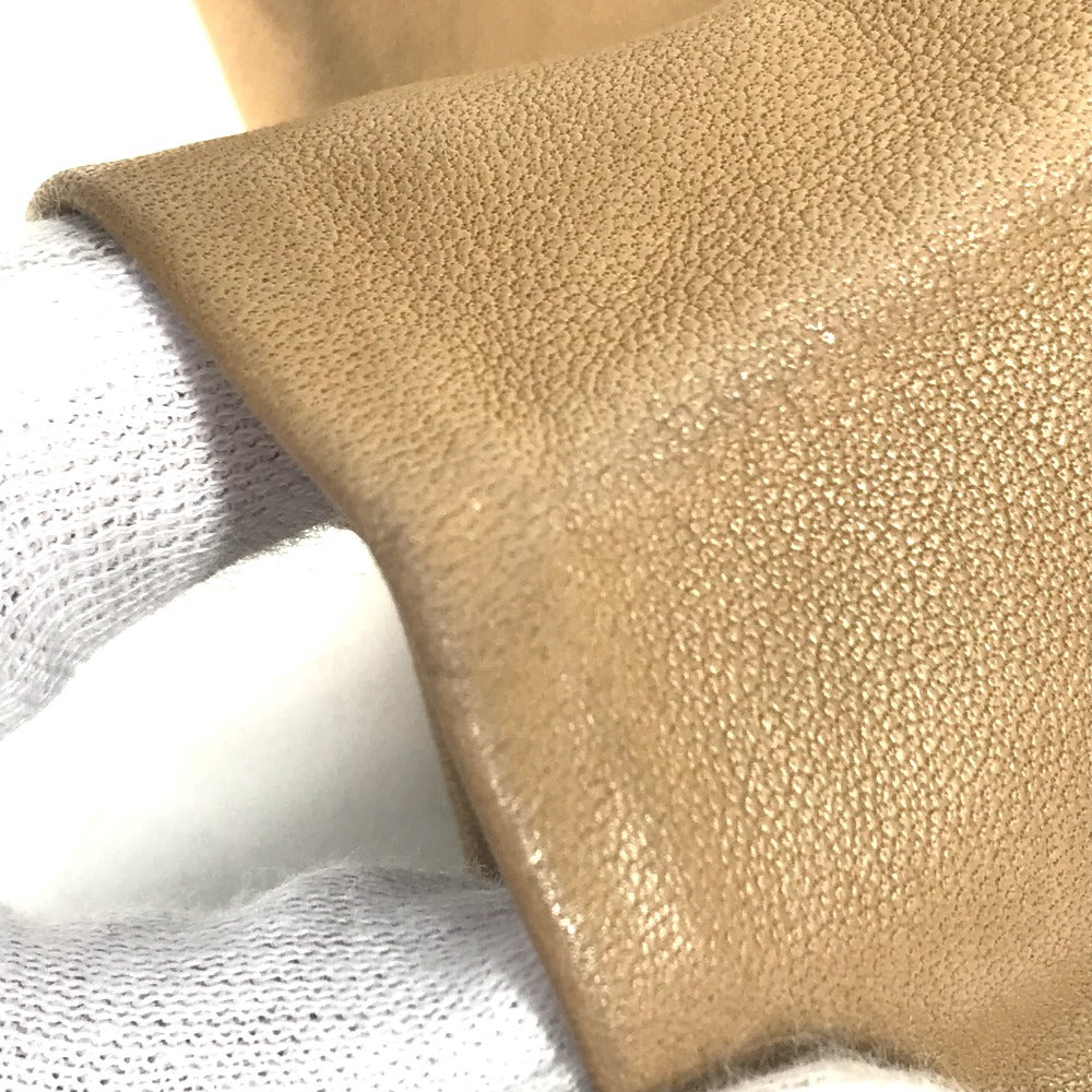 HERMES パンチングロゴ グローブ 手袋 レザー レディース ベージュ