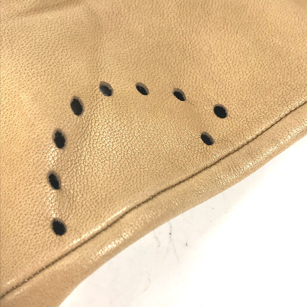 HERMES パンチングロゴ グローブ 手袋 レザー レディース ベージュ