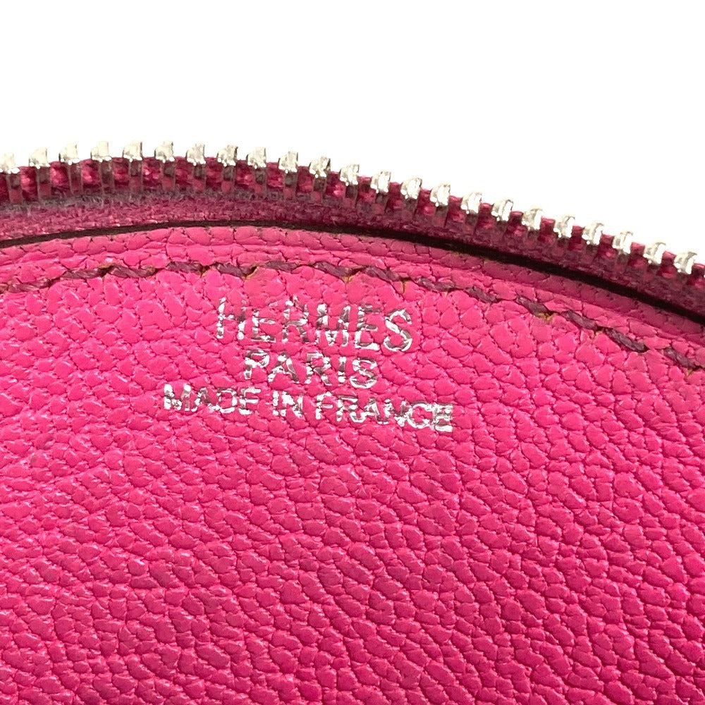 HERMES エブリン ロゴ 財布 小銭入れ ラウンドファスナー コインケース シェーブル レディース ピンク