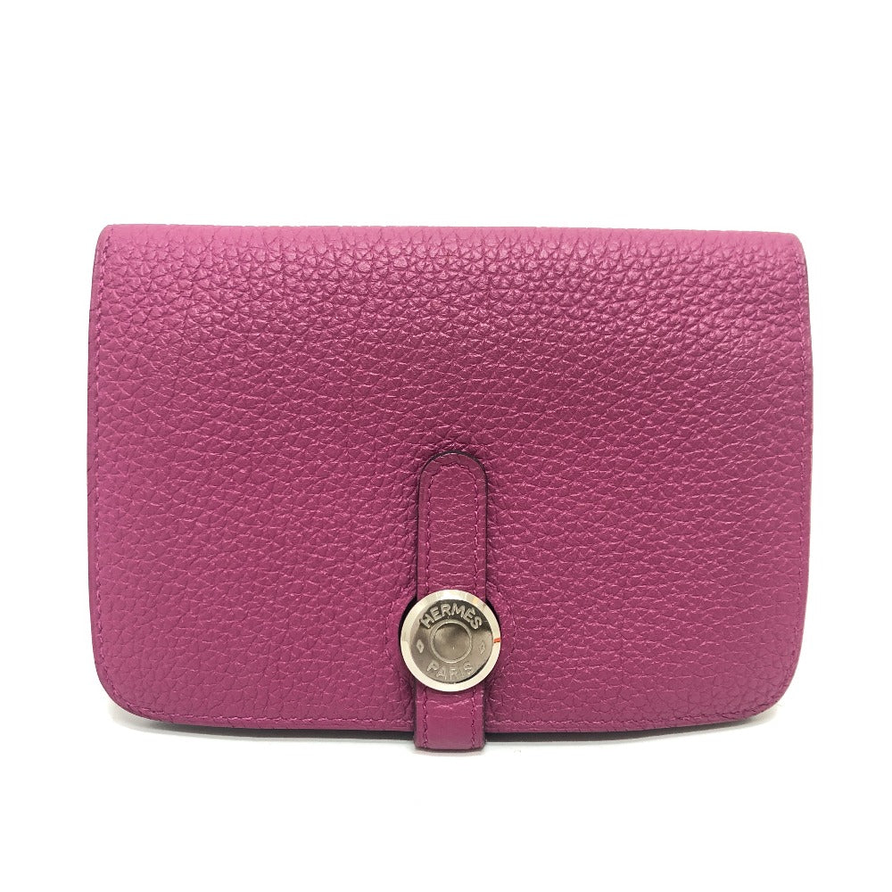 HERMES Dogon Compact Bi-fold Wallet in Taurillon Clemence Leather (Estimated) Rose Purple/Purple