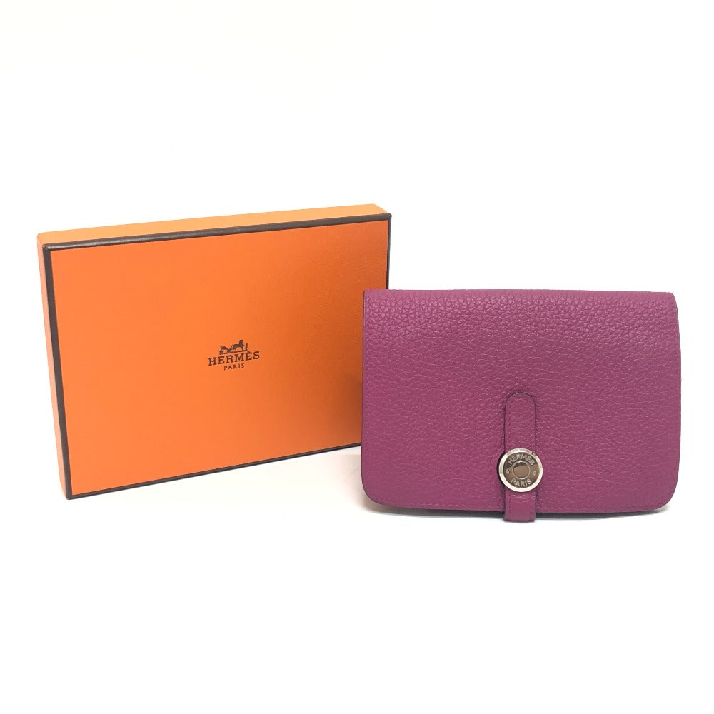 HERMES Dogon Compact Bi-fold Wallet in Taurillon Clemence Leather (Estimated) Rose Purple/Purple