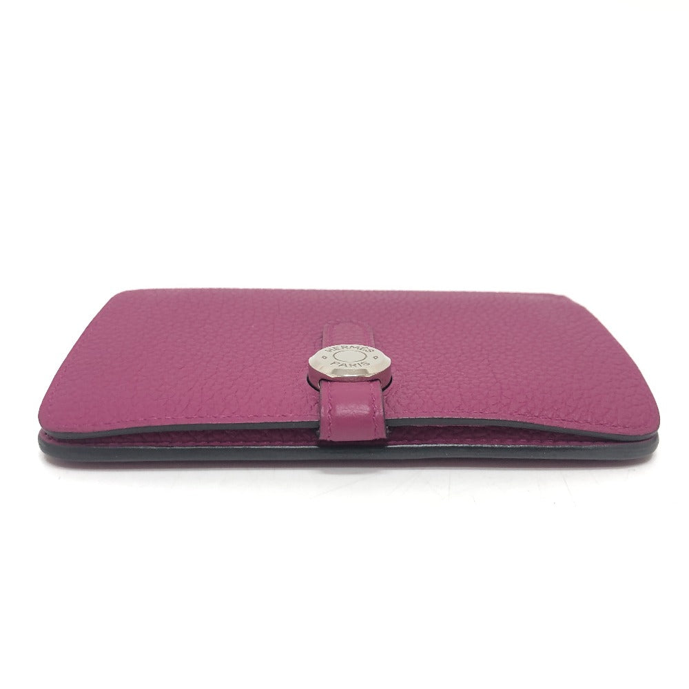 HERMES Dogon Compact Bi-fold Wallet in Taurillon Clemence Leather (Estimated) Rose Purple/Purple