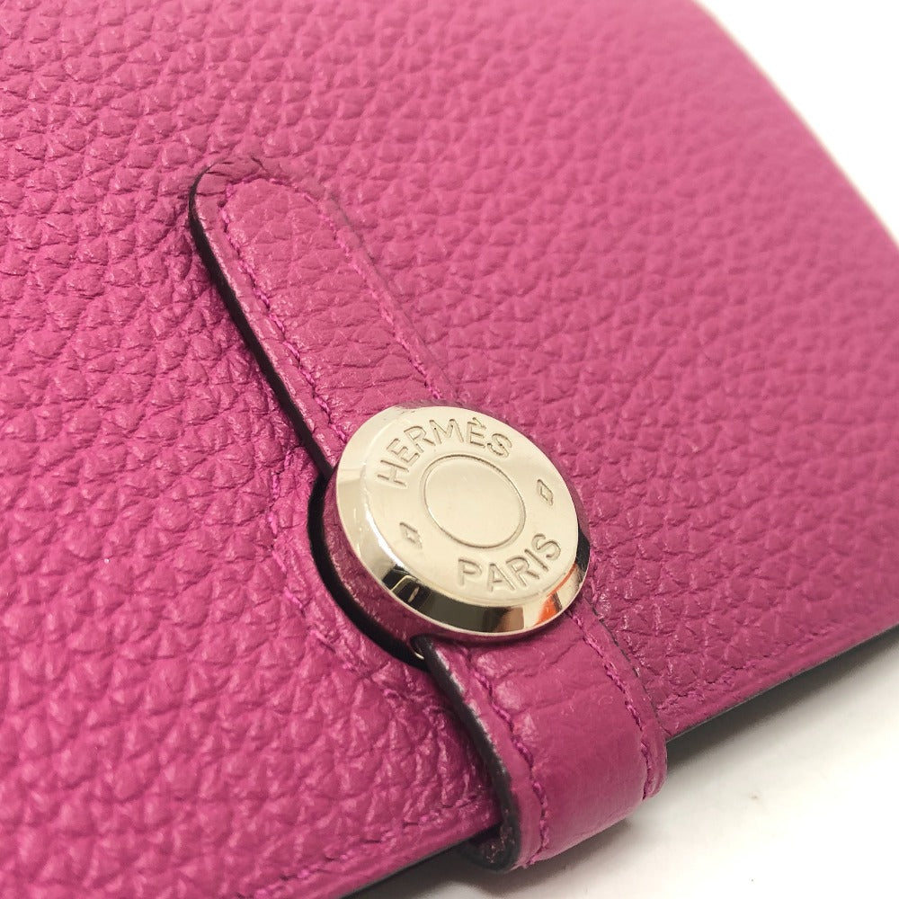 HERMES Dogon Compact Bi-fold Wallet in Taurillon Clemence Leather (Estimated) Rose Purple/Purple