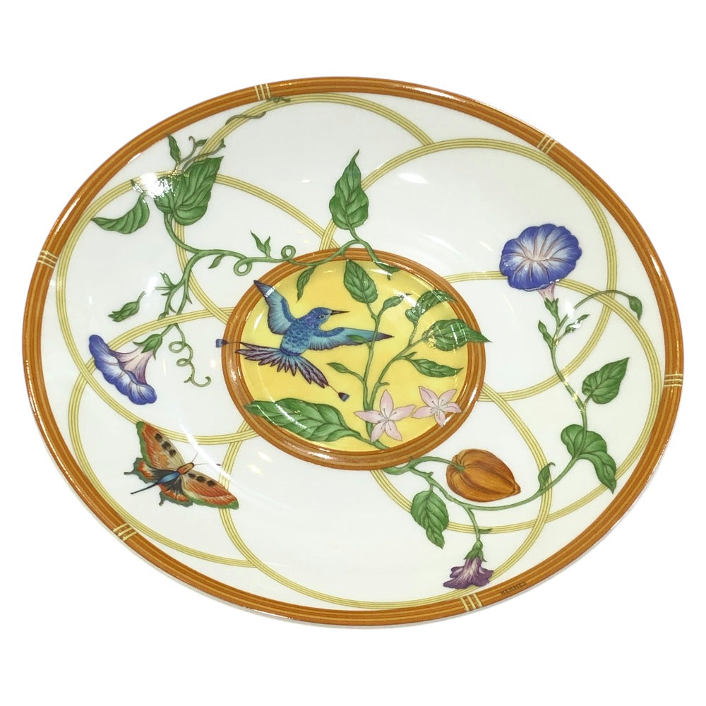 HERMES Flower Bird Butterfly Siesta Kitchenware Tableware Saucer Plate Ceramic Unisex Multicolor