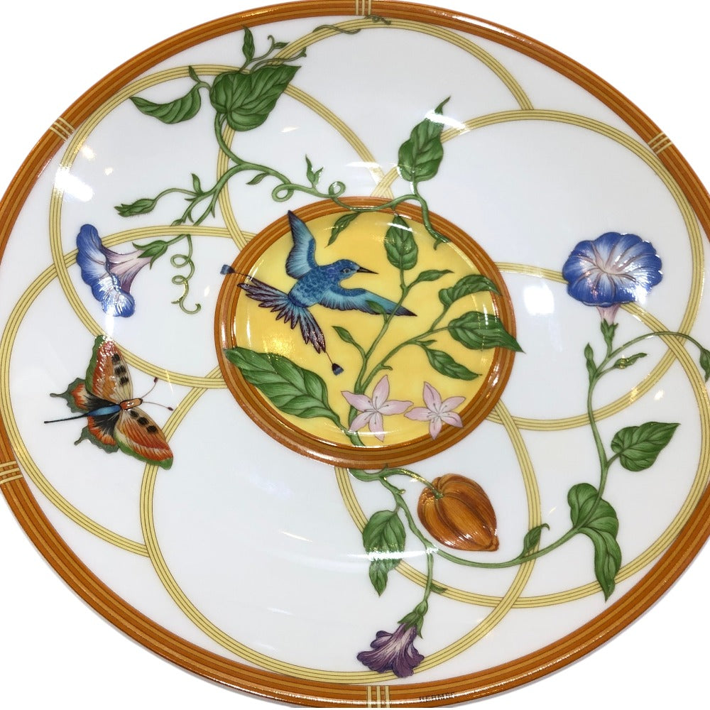 HERMES Flower Bird Butterfly Siesta Kitchenware Tableware Saucer Plate Ceramic Unisex Multicolor