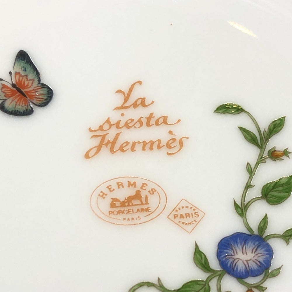 HERMES Flower Bird Butterfly Siesta Kitchenware Tableware Saucer Plate Ceramic Unisex Multicolor