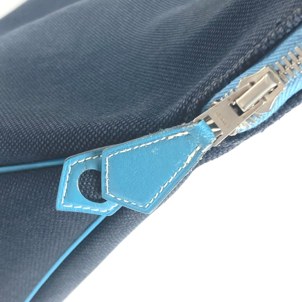 HERMES Sac Ivaux PM Handbag, Business Bag, Tote Bag, Canvas/Leather, Women's, Blue