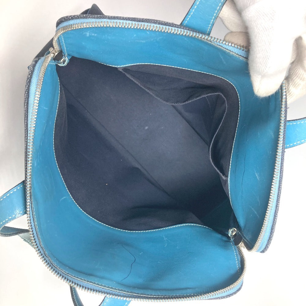 HERMES Sac Ivaux PM Handbag, Business Bag, Tote Bag, Canvas/Leather, Women's, Blue