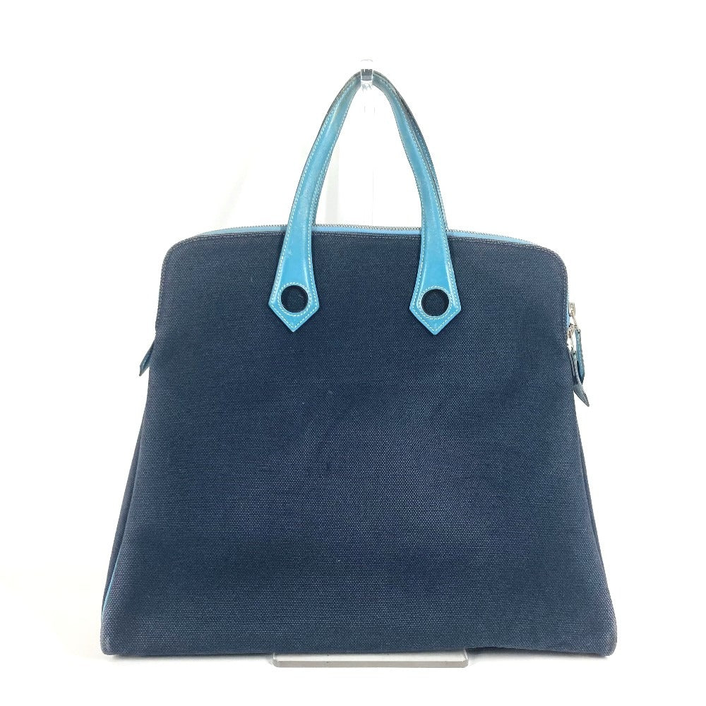 HERMES Sac Ivaux PM Handbag, Business Bag, Tote Bag, Canvas/Leather, Women's, Blue