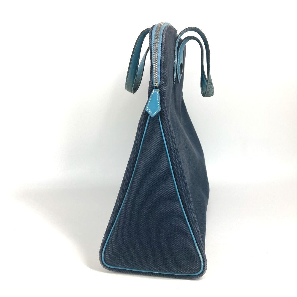 HERMES Sac Ivaux PM Handbag, Business Bag, Tote Bag, Canvas/Leather, Women's, Blue
