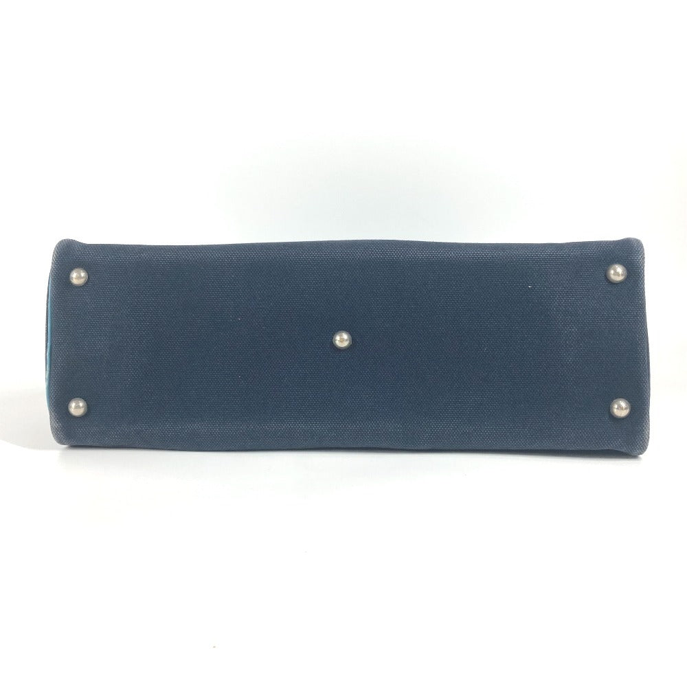 HERMES Sac Ivaux PM Handbag, Business Bag, Tote Bag, Canvas/Leather, Women's, Blue