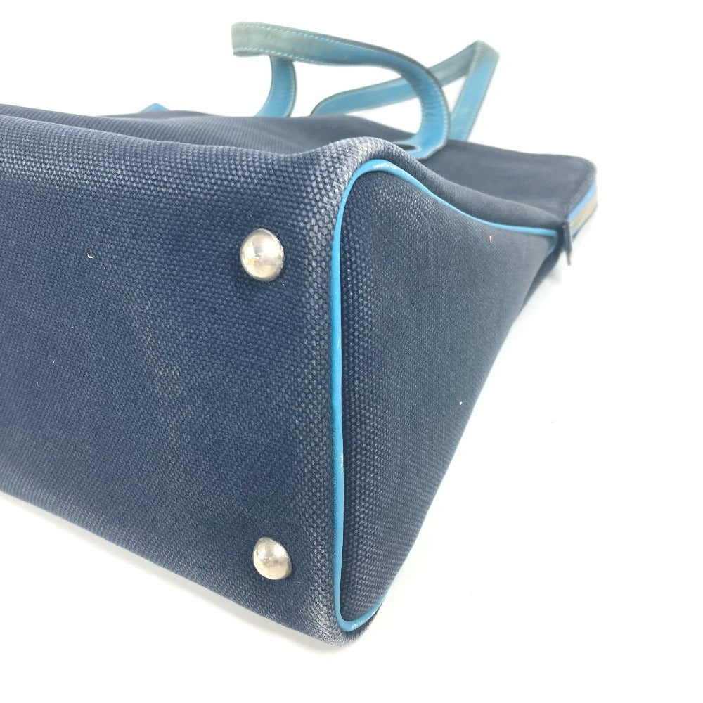 HERMES Sac Ivaux PM Handbag, Business Bag, Tote Bag, Canvas/Leather, Women's, Blue