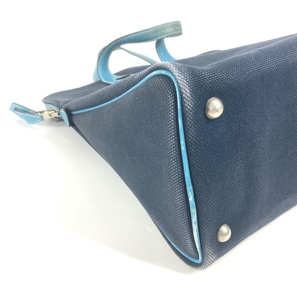 HERMES Sac Ivaux PM Handbag, Business Bag, Tote Bag, Canvas/Leather, Women's, Blue