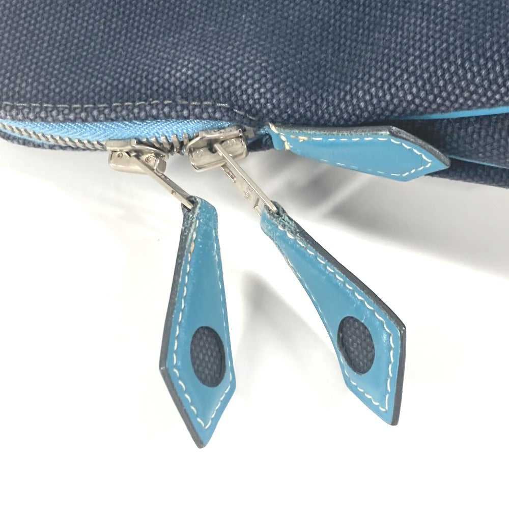 HERMES Sac Ivaux PM Handbag, Business Bag, Tote Bag, Canvas/Leather, Women's, Blue
