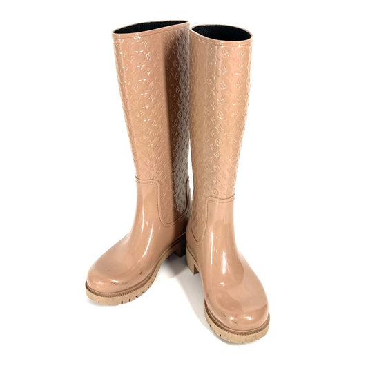 LOUIS VUITTON Monogram Long rain boots Boots Shoes Long Boots Long Rain Boots Rain shoes rubber Beige Used