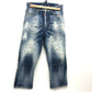 DSQUARED2 S75LB595 Paint/Apparel Denim Pants, Distressed Denim, Cotton, Women's, Blue