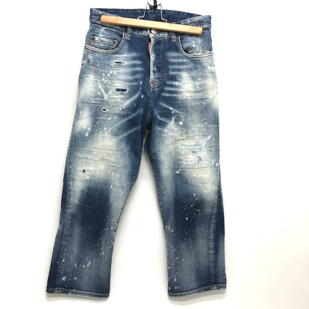 DSQUARED2 S75LB595 Paint/Apparel Denim Pants, Distressed Denim, Cotton, Women's, Blue