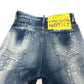 DSQUARED2 S75LB595 Paint/Apparel Denim Pants, Distressed Denim, Cotton, Women's, Blue