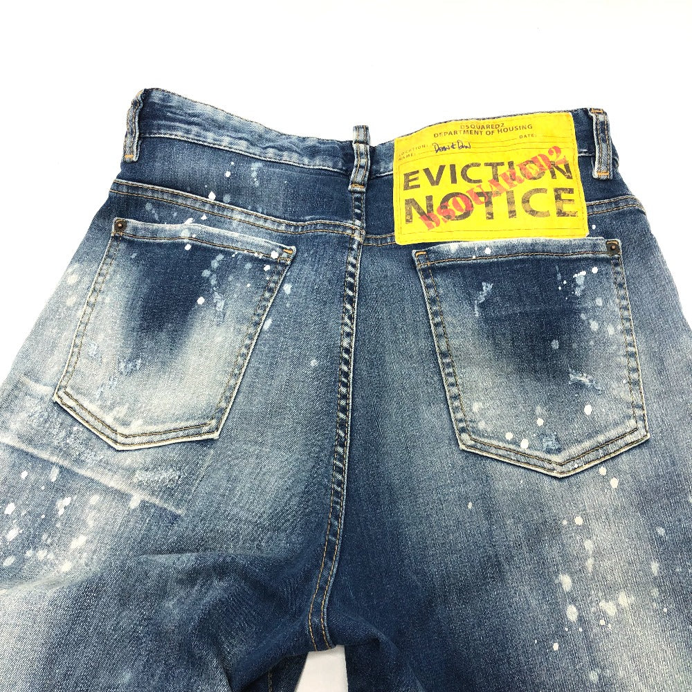 DSQUARED2 S75LB595 Paint/Apparel Denim Pants, Distressed Denim, Cotton, Women's, Blue