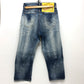 DSQUARED2 S75LB595 Paint/Apparel Denim Pants, Distressed Denim, Cotton, Women's, Blue
