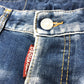 DSQUARED2 S75LB595 Paint/Apparel Denim Pants, Distressed Denim, Cotton, Women's, Blue
