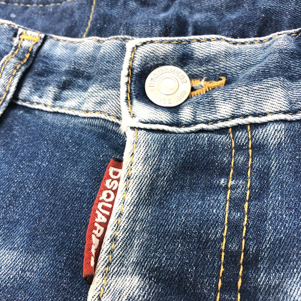 DSQUARED2 S75LB595 Paint/Apparel Denim Pants, Distressed Denim, Cotton, Women's, Blue