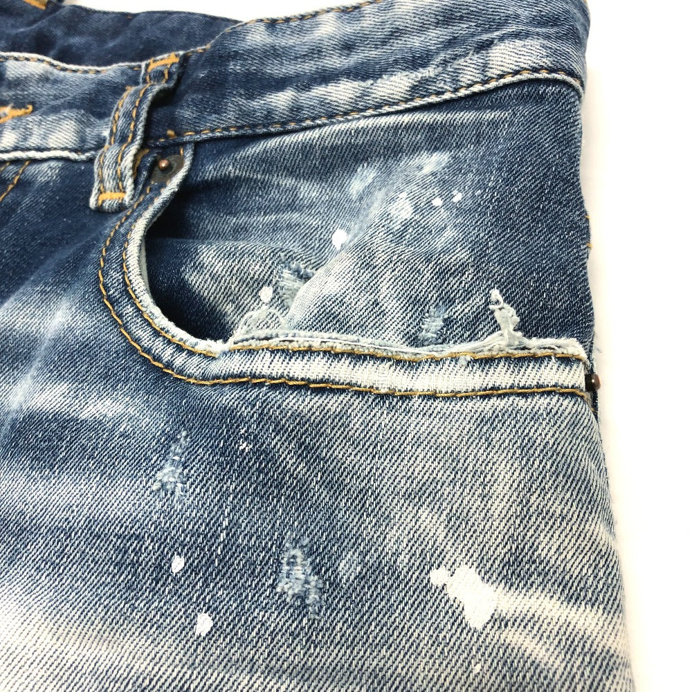 DSQUARED2 S75LB595 Paint/Apparel Denim Pants, Distressed Denim, Cotton, Women's, Blue