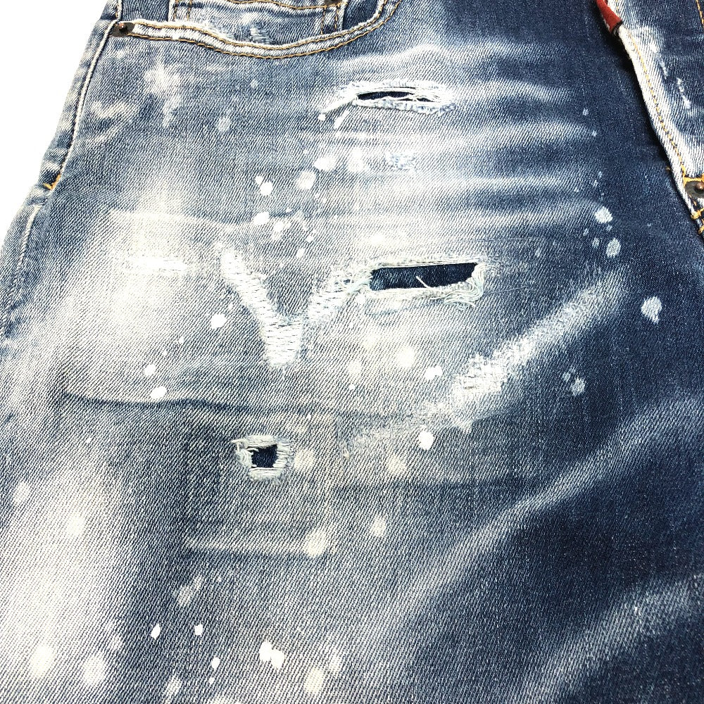 DSQUARED2 S75LB595 Paint/Apparel Denim Pants, Distressed Denim, Cotton, Women's, Blue
