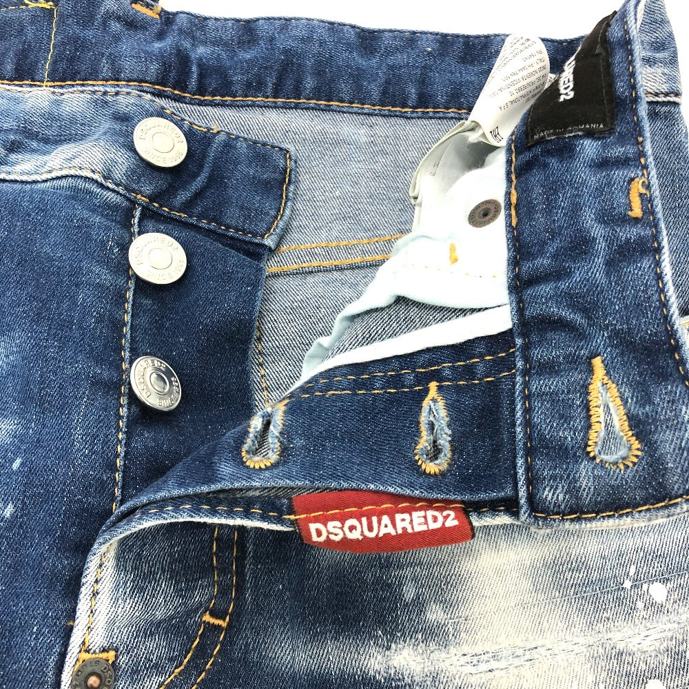 DSQUARED2 S75LB595 Paint/Apparel Denim Pants, Distressed Denim, Cotton, Women's, Blue