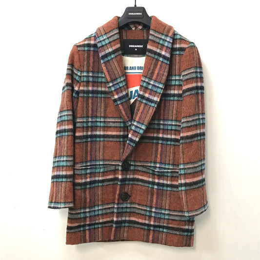 DSQUARED2 S75AA0396 2023年最新モデル チェック柄 コート 長袖 アウター ジャケット ウール レディース マルチカラー