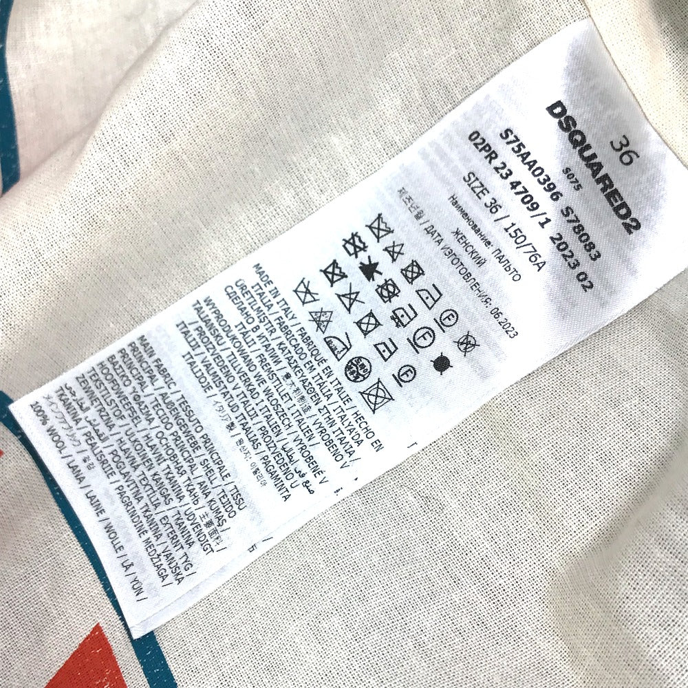 DSQUARED2 S75AA0396 2023年最新モデル チェック柄 コート 長袖 アウター ジャケット ウール レディース マルチカラー