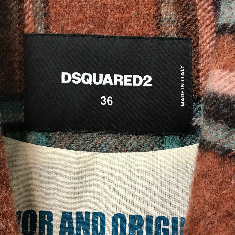 DSQUARED2 S75AA0396 2023年最新モデル チェック柄 コート 長袖 アウター ジャケット ウール レディース マルチカラー