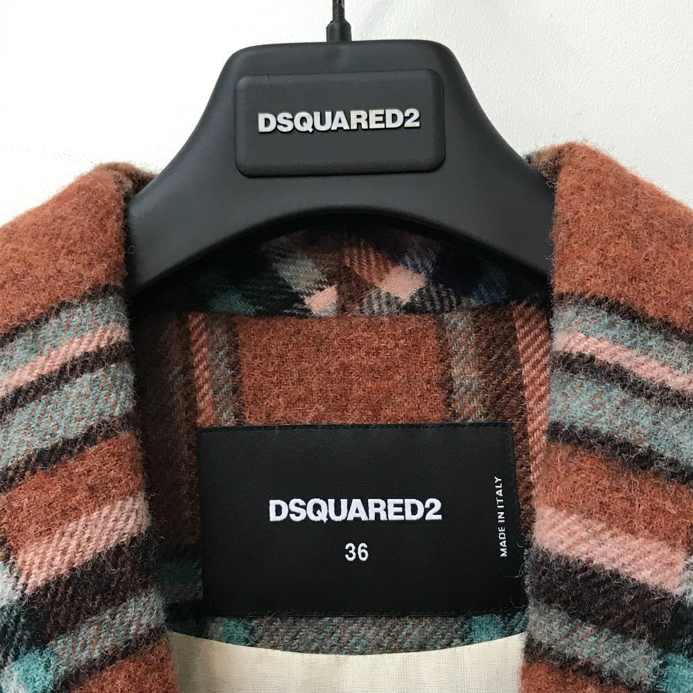 DSQUARED2 S75AA0396 2023年最新モデル チェック柄 コート 長袖 アウター ジャケット ウール レディース マルチカラー