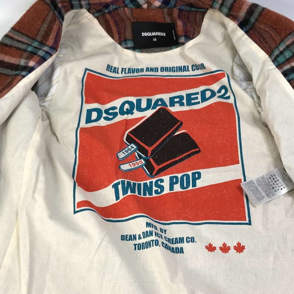 DSQUARED2 S75AA0396 2023年最新モデル チェック柄 コート 長袖 アウター ジャケット ウール レディース マルチカラー