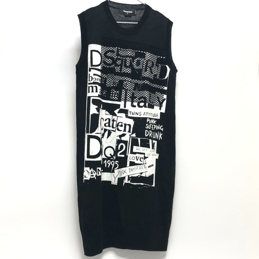 DSQUARED2 ロゴ ノースリーブ ニット ワンピース アパレル ワンピース アクリル レディース ブラック