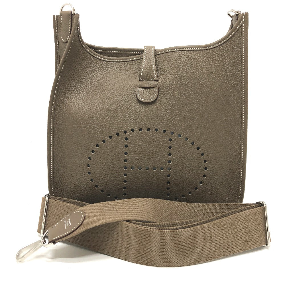 HERMES Evelyne 3PM Trois Crossbody Shoulder Bag in Taurillon Clemence Etoupe Brown