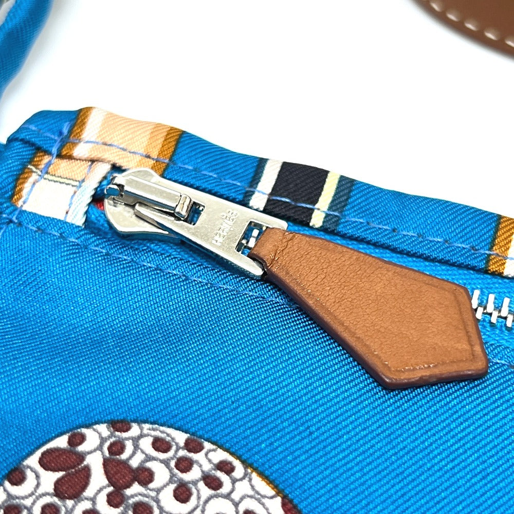 HERMES Silky City PM Crossbody Bag with Pouch, Shoulder Bag, Silk, Women's, Blue