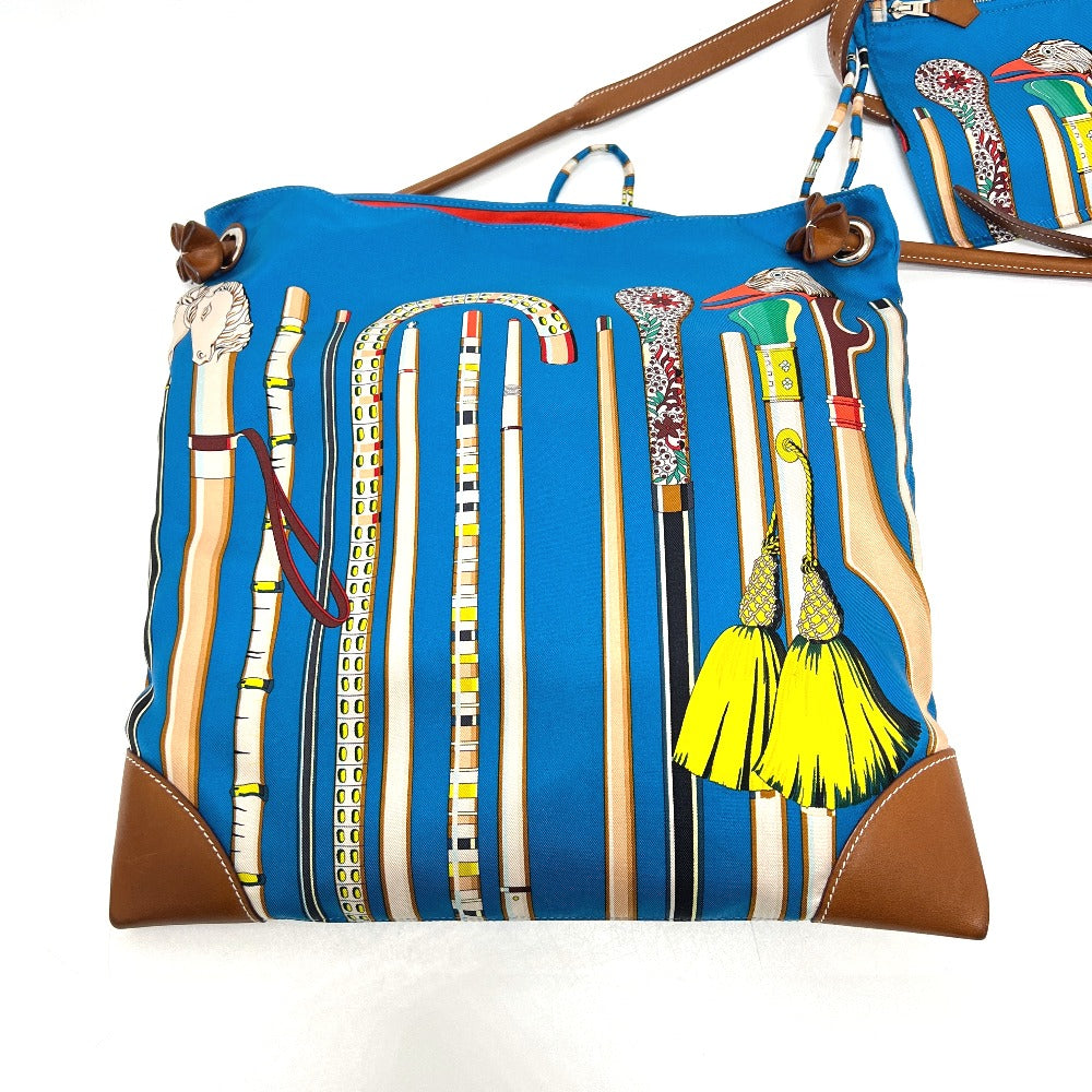 HERMES Silky City PM Crossbody Bag with Pouch, Shoulder Bag, Silk, Women's, Blue
