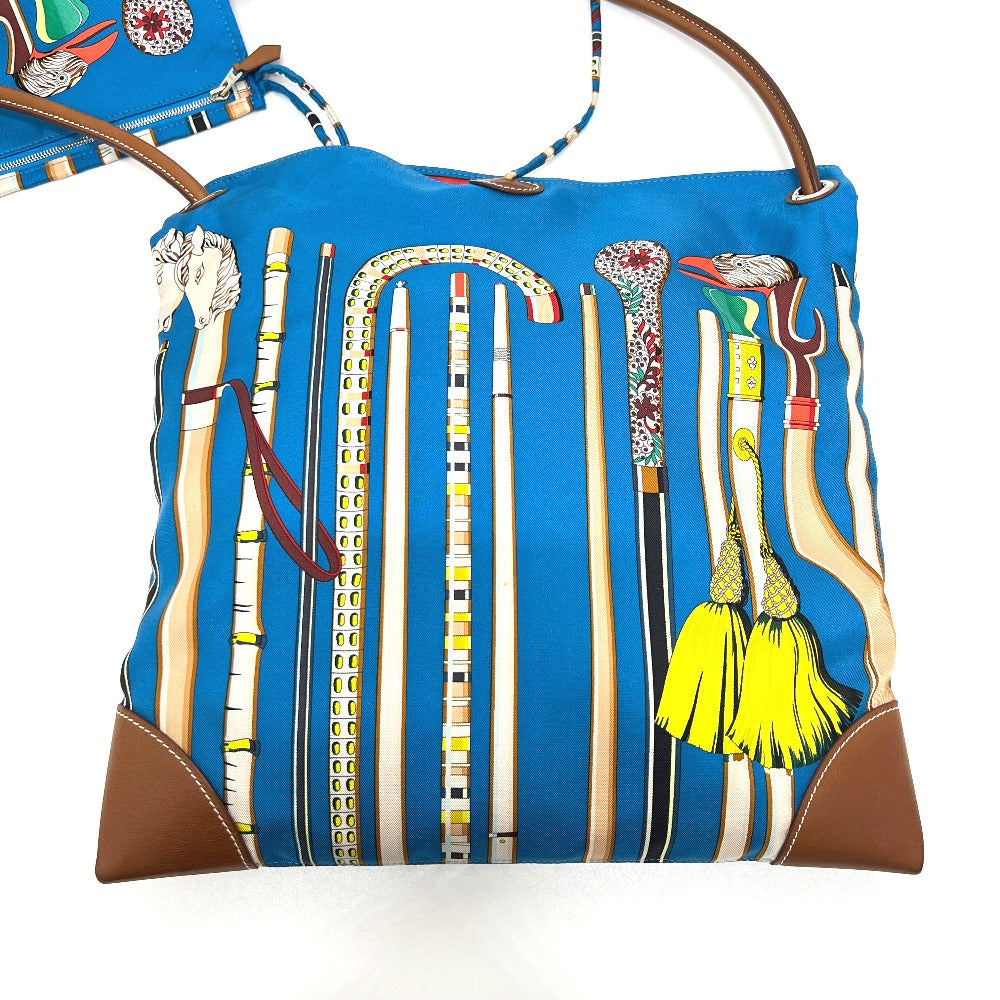 HERMES Silky City PM Crossbody Bag with Pouch, Shoulder Bag, Silk, Women's, Blue