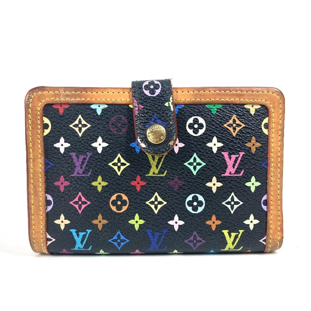 LOUIS VUITTON M92988 Monogram Multicolore Porte-Monnaie Bi-fold Wallet with Clasp Closure, Monogram Multicolore Canvas, Women's, Noir, Black