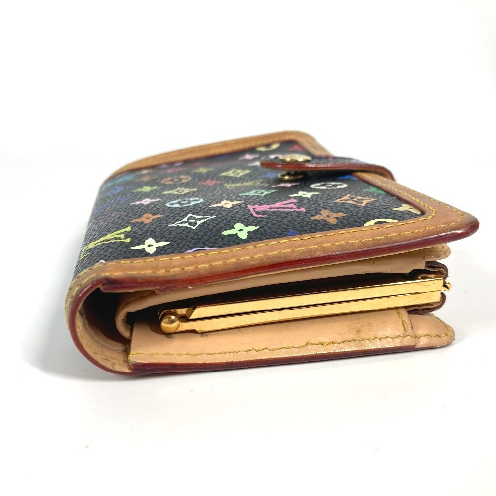 LOUIS VUITTON M92988 Monogram Multicolore Porte-Monnaie Bi-fold Wallet with Clasp Closure, Monogram Multicolore Canvas, Women's, Noir, Black