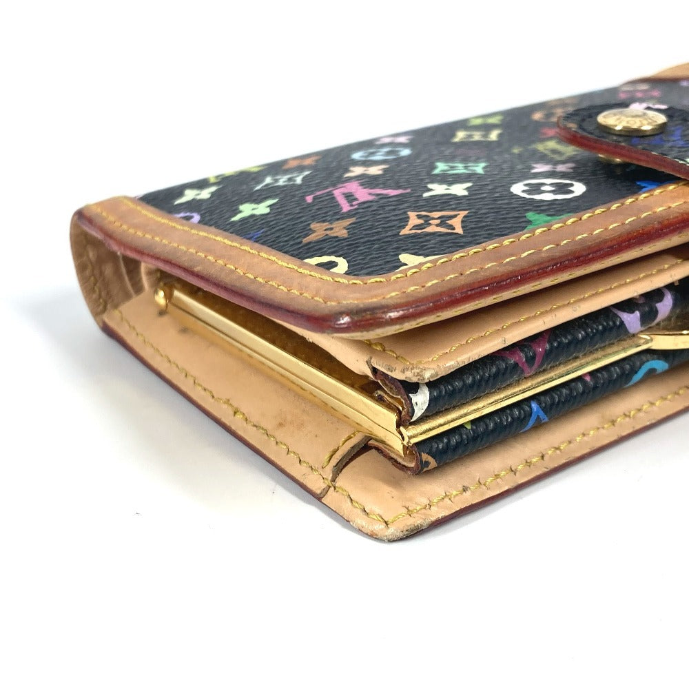 LOUIS VUITTON M92988 Monogram Multicolore Porte-Monnaie Bi-fold Wallet with Clasp Closure, Monogram Multicolore Canvas, Women's, Noir, Black