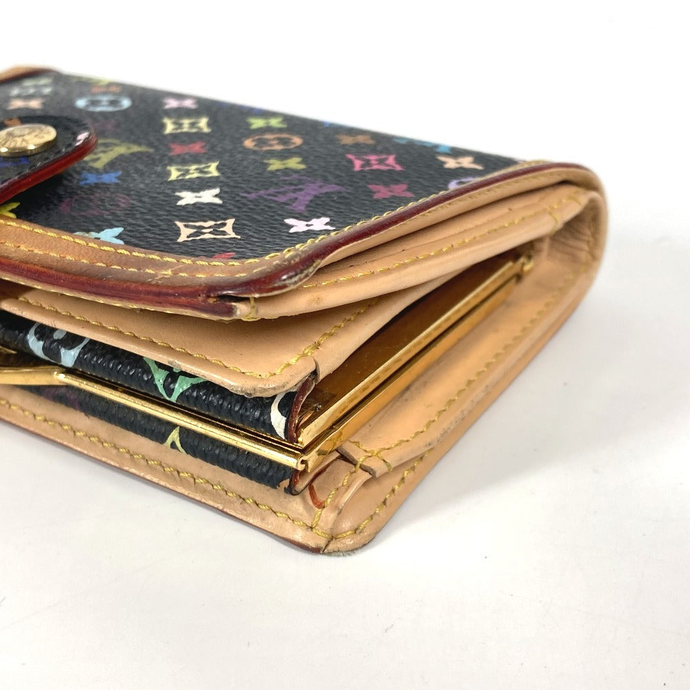 LOUIS VUITTON M92988 Monogram Multicolore Porte-Monnaie Bi-fold Wallet with Clasp Closure, Monogram Multicolore Canvas, Women's, Noir, Black