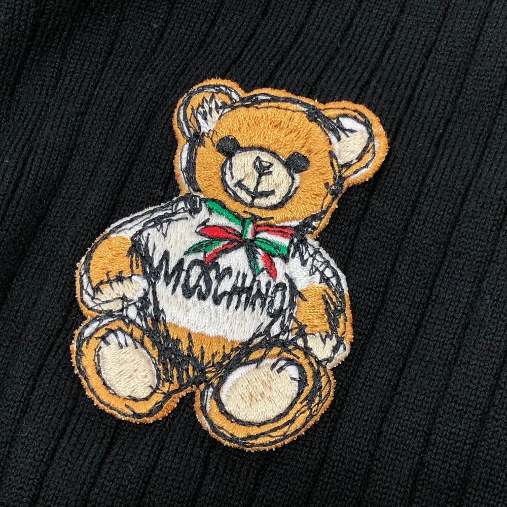 MOSCHINO Teddy Bear Patch Apparel Top Long Sleeve Cardigan Cotton Women's Black