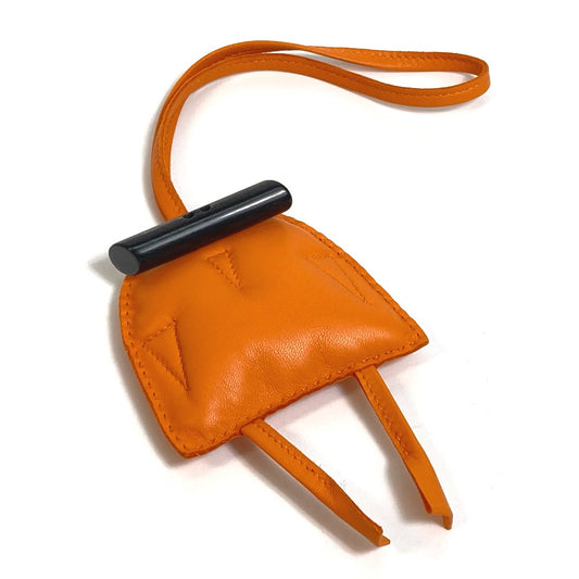 HERMES プティアッシュ フクロウ チャーム 装飾小物 バッグチャーム レザー ユニセックス オレンジ