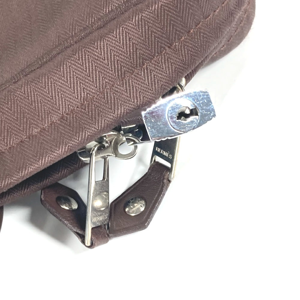 HERMES 肩掛け アカプルコオディナトゥール カバン ハンドバッグ トートバッグ ショルダーバッグ ビジネスバッグ ナイロン メンズ ブラウン